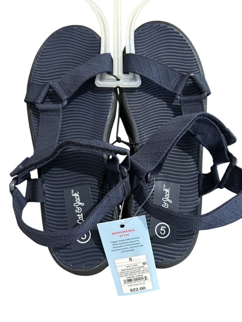 NWT Kids' Size 5Arden Camp Sandals - Cat & Jack Dark Blue MSRP $22